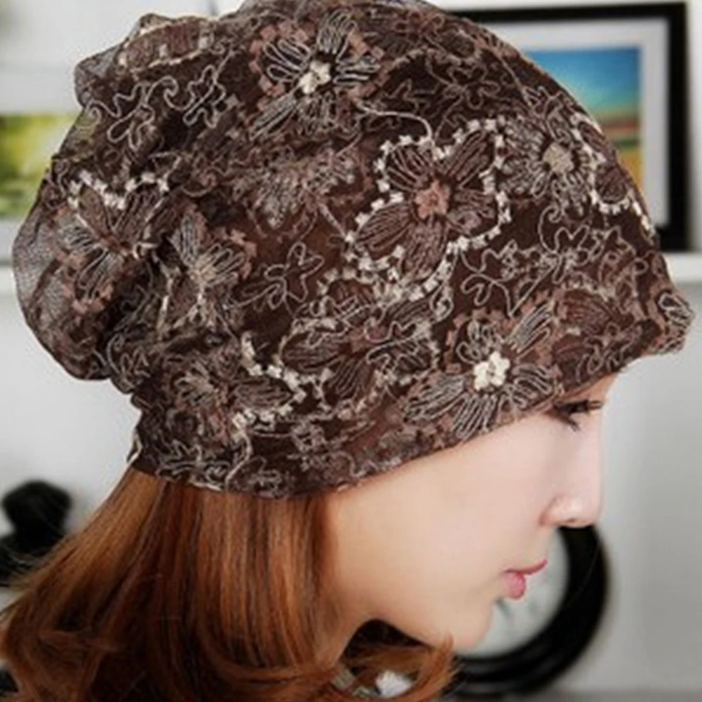 

Summer Bandana Head Wrap Beanie Turban Women Month Hat Chemotherapy Head Cap Breathable Casual Caps Lace Cotton lace flower