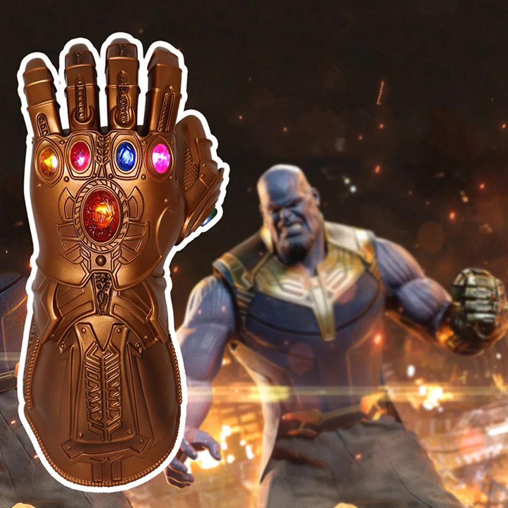 

Infinity Gauntlet Avengers Infinity War Thanos Gloves Costume Props LED Light PVC Gloves Halloween Party Gift Toys
