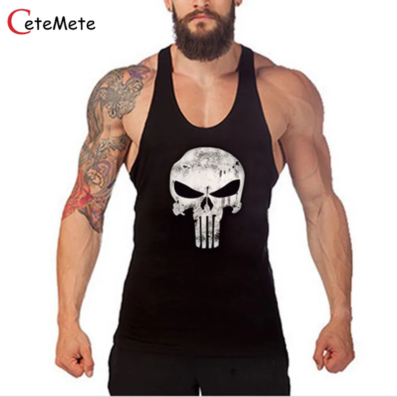 Image 2017 New Brand clothing Bodybuilding Fitness Men Tank Top Muscle man Skull Wear Vest Stringer sportswear Undershirt