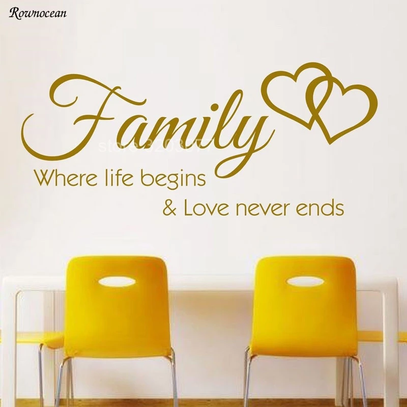 

DIY Family Where Life Begins Love Never End Words Quotes Decal Photo Frame Home Decal Wall Sticker Heart Wedding Decorative H525