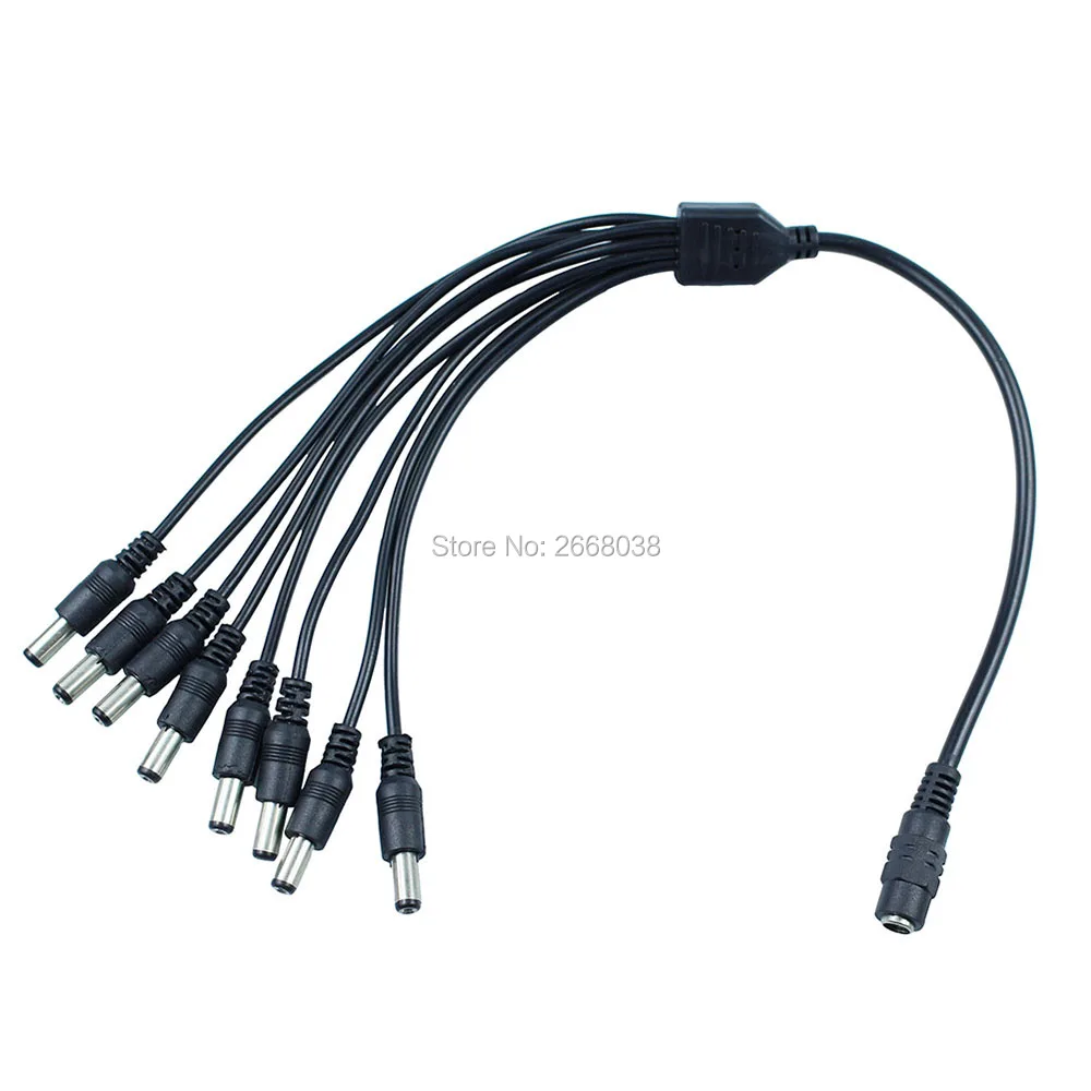 

WFTCL 1 pcs DC power 1 female to 8 male connettore splitter cable wire 5.5mm/2.1mm for LED and CCTV camera power Free shipping