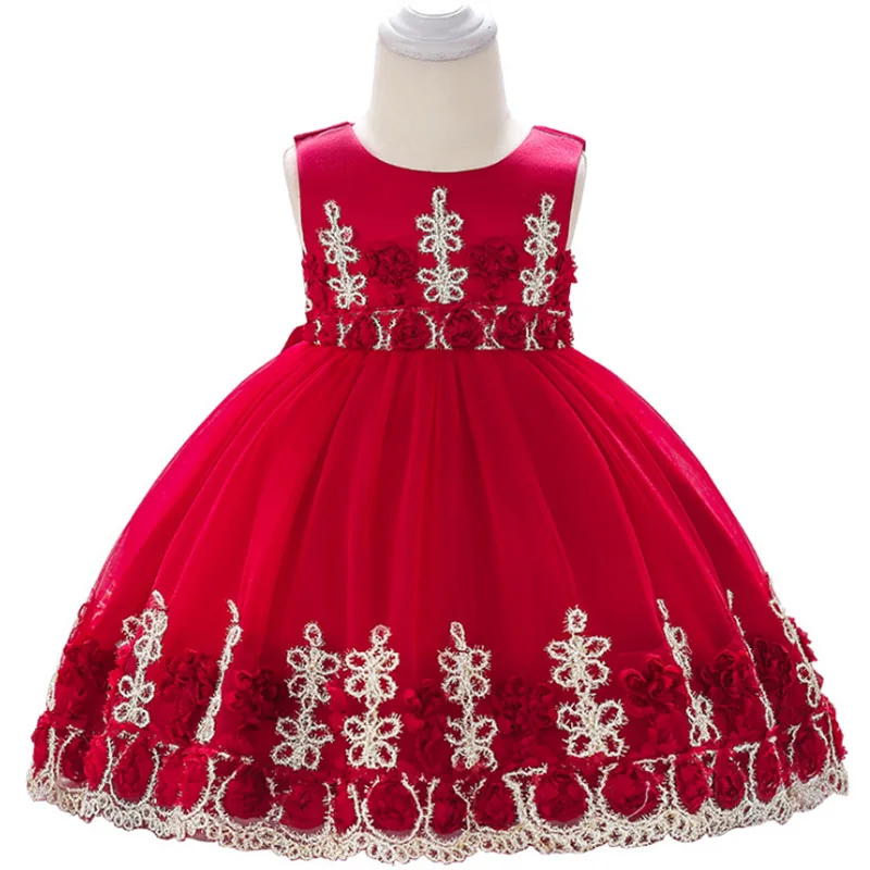 

Summer infant baby girl dress lace flower beading pink baptism dress girl 0-2 year birthday party wedding baby tutu clothing
