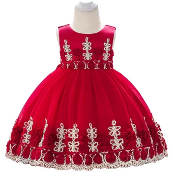 

Summer infant baby girl dress lace flower beading pink baptism dress girl 0-2 year birthday party wedding baby tutu clothing