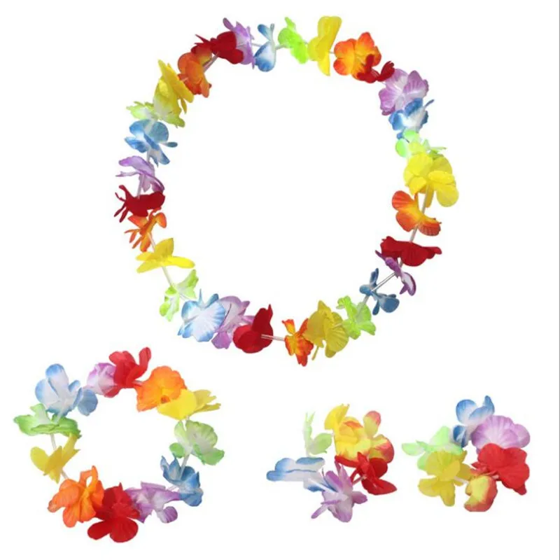 2018 Новый 40 см двойной Цвет мишура травы юбки Гавайи цветок леев Гирлянда Цепочки и ожерелья бюстгальтер для отдыха и вечеринок пользу