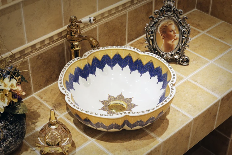 Mediterranean art stage basin jingdezhen ceramic porcelain wash basin European Counter Basin washbasin Bathroom sinks (16)