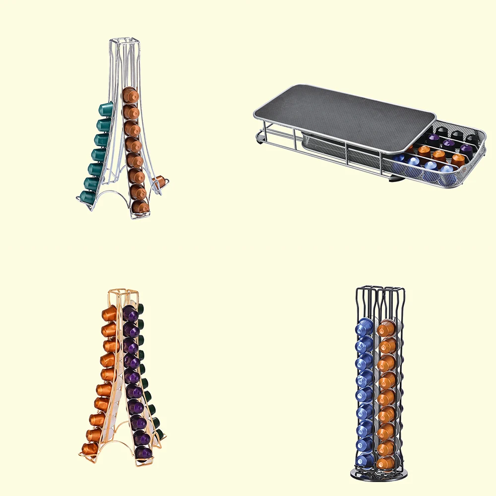 Новая Вращающаяся кофейная капсула дисплей стойка для кофейных капсул башня железо хром покрытие стойки капсула для хранения органайзер Инструменты