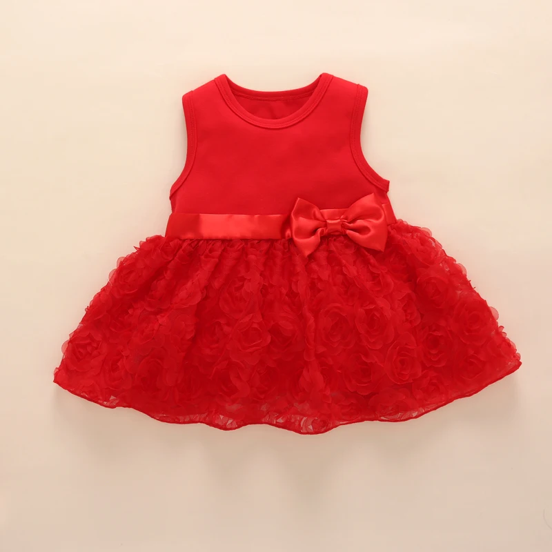 

baby girl 1st birthday princess dress pink infant kids christening party dresses for toddlers with sleeveless bow knot dress