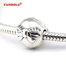 Подходит Пандора шармы браслеты изящный лук бусины с кубическим цирконием стерлингового серебра 925 ювелирные изделия