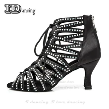 Танцевальная обувь джаз обувь для бальных танцев стразы обувь для латинских танцев алмазные кроссовки танцевальная обувь удобная горячая Распродажа JuseDanc