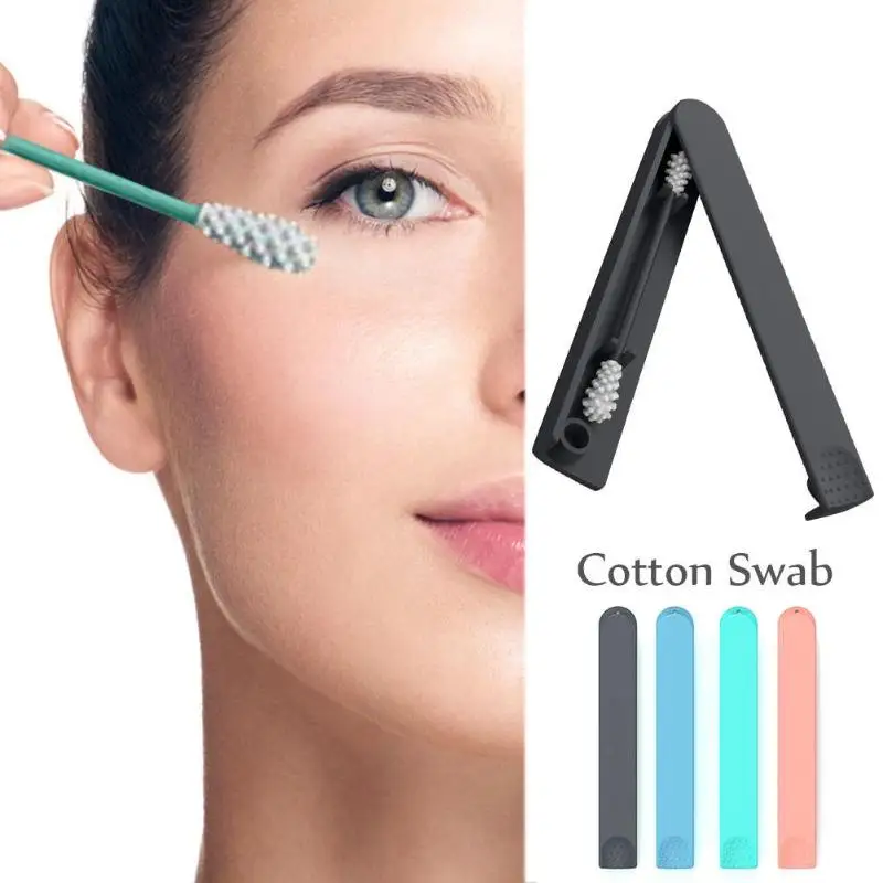 

Reusable Cotton Swab Ear Cleaning Cosmetic Cotton Buds Silicone Sticks