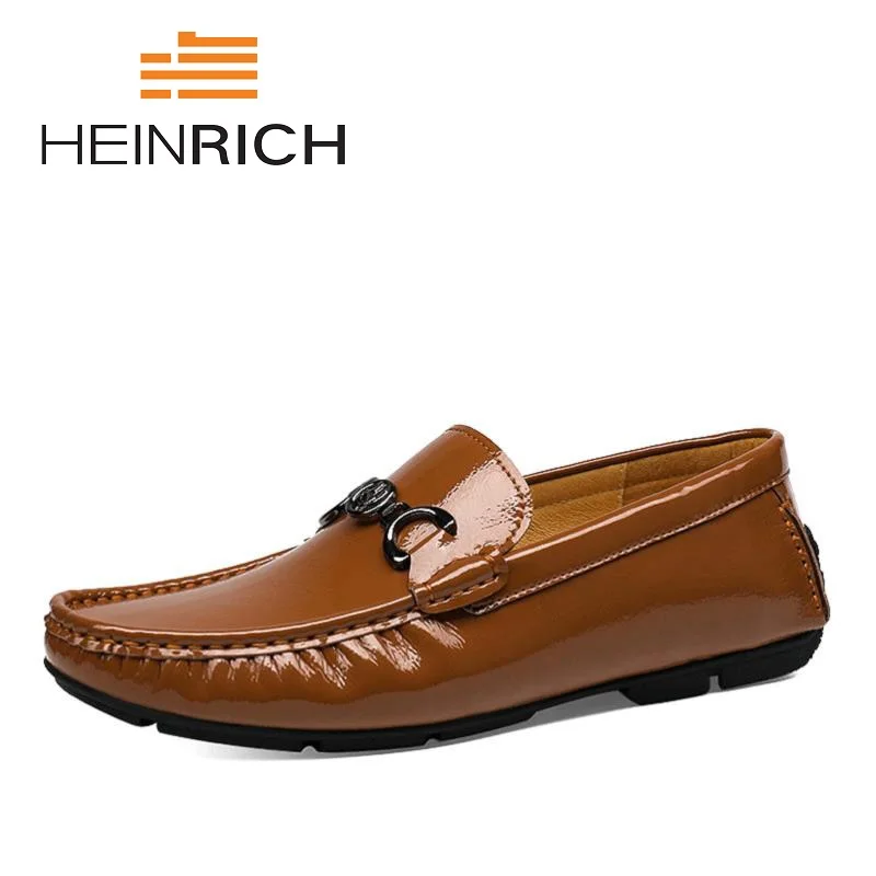

HEINRICH Summer Men Casual Shoes Luxury Brand Penny Loafers Men Designer Fashion Slip On Genuine Leather Shoes Sapato Social