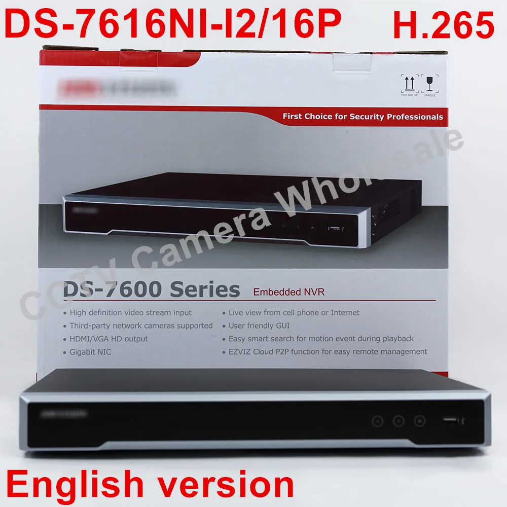 DS-7616NI-I2/16P English version 12MP 16CH NVR with 2 sata 16POE ports, Embedded Plug & Play NVR H.265