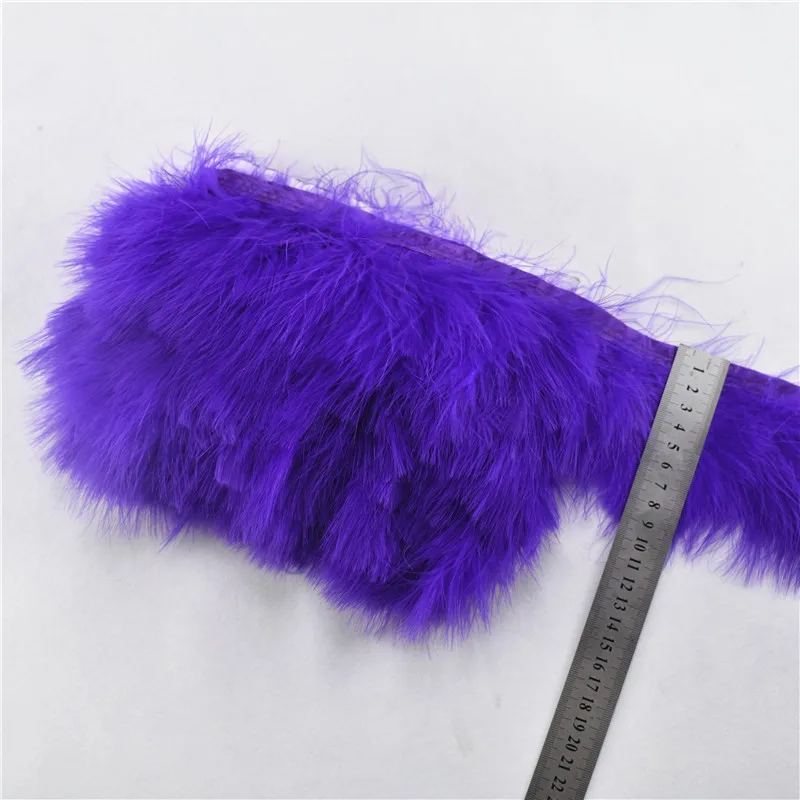 1 ярдов/партия, натуральные пушистые перья марабу, отделка, бахрома, перья индейки, для рукоделия, лента, одежда с боа, свадебное украшение, Плюмы - Цвет: Purple