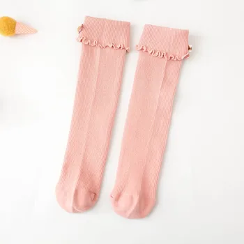 

Children's socks wooden ear cotton comfortable solid color girl socks pincess long socks for 1-8T