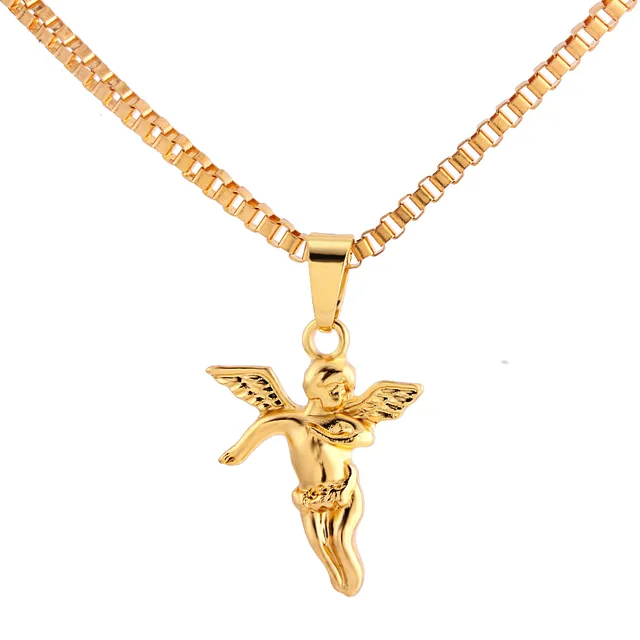 Buy Trendy Alloy Gold Color Male Angel Wings Necklace In Pendant Necklace For