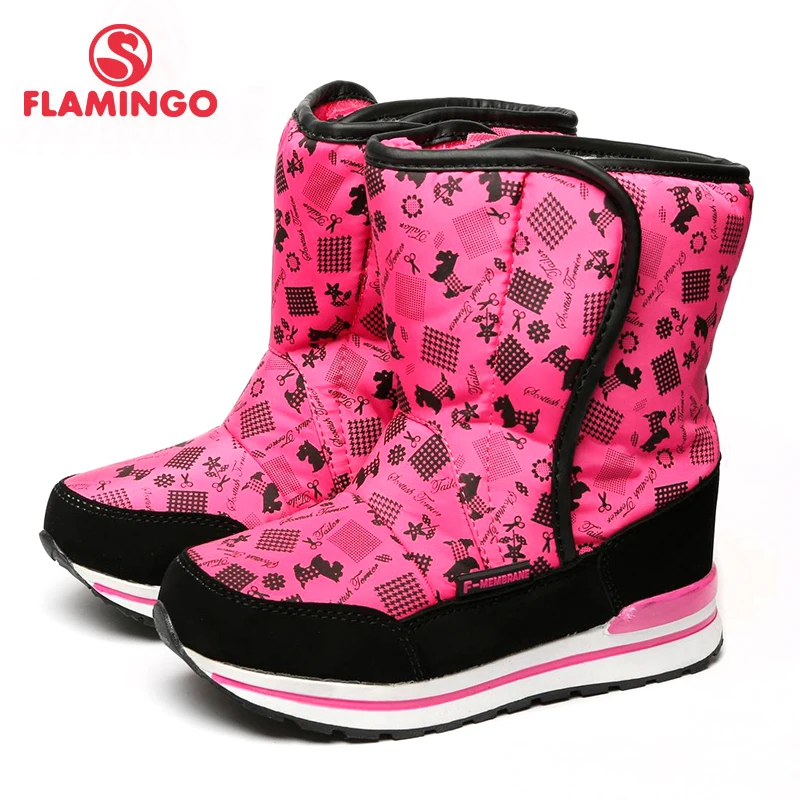 

FLAMINGO 2017 new collection winter fashion snow boots with wool high quality anti-slip kids shoes for girl 72M-YC-0430/ 0431