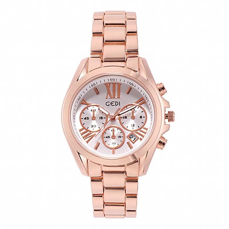 Новинка 2019 года для женщин часы для женщин розовое золото нержавеющая сталь кварцевые часы большой циферблат женский многофункцион