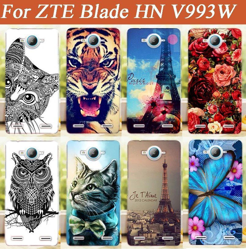 

Eiffel Tower Beautiful Flowers Animals case cover For ZTE Blade HN V993W New DIY Design Hot Selling phone case Free Shipping