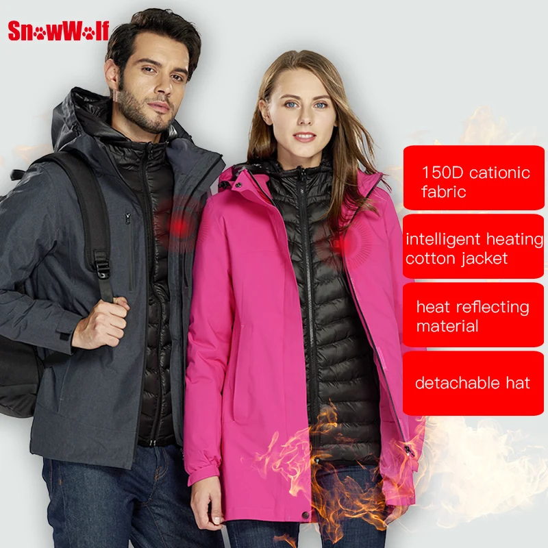 SNOWWOLF 2018 hombre invierno impermeable Softshell USB chaqueta térmica al aire libre caza Camping