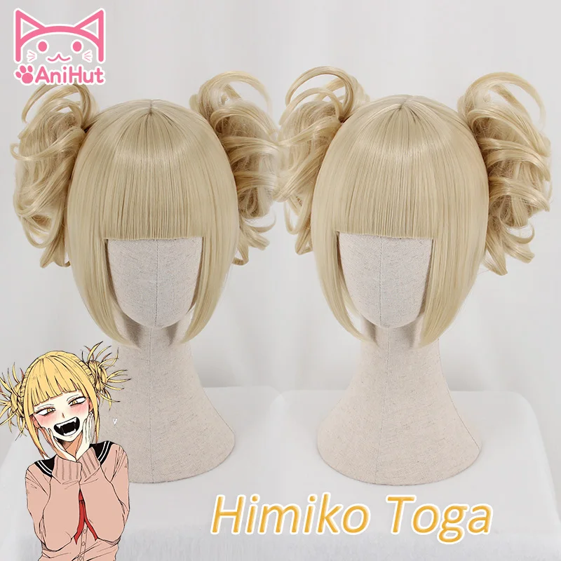 AniHut Toga Himiko парик Boku No Hero Academy косплей парик женский кудрявый Синтетический волос аниме мой герой Academy химико Тога Косплей