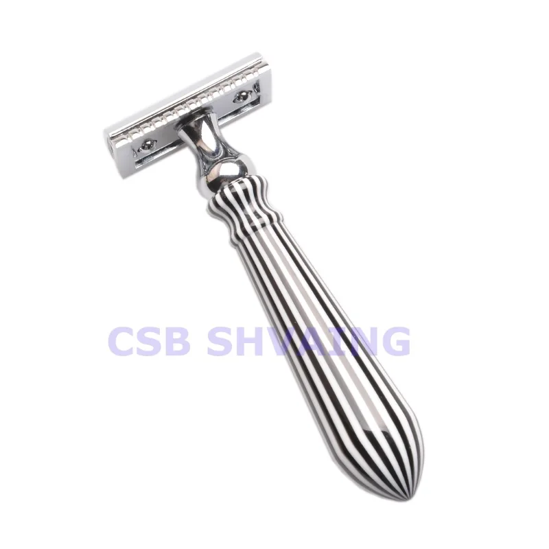 ديوان الخدمة المدنية جودة عالية الحلاقة الحلاقة مع 5 قطع شفرات مزدوجة حافة سلامة الحلاقة الاكريليك مقبض أسود وأبيض