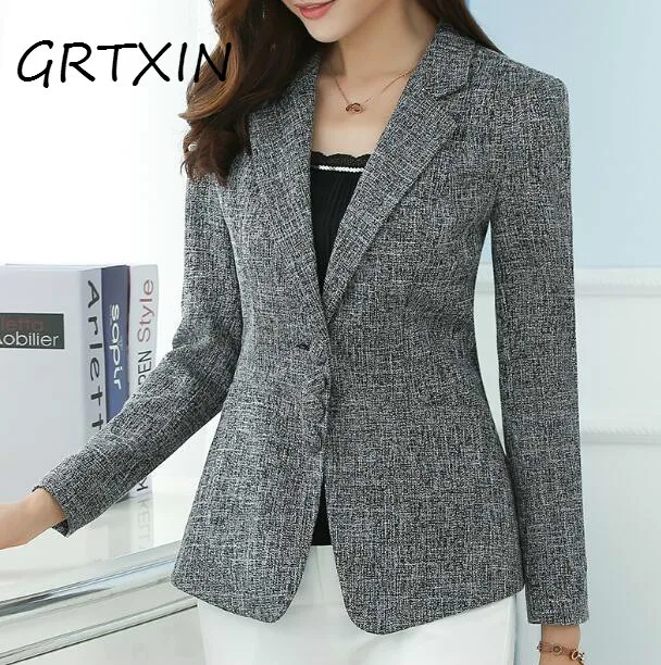 

The New high quality Autumn Spring Women's Blazer Elegant fashion Lady Blazers Coat Suits Female Big S-5XL code Jacket Suit