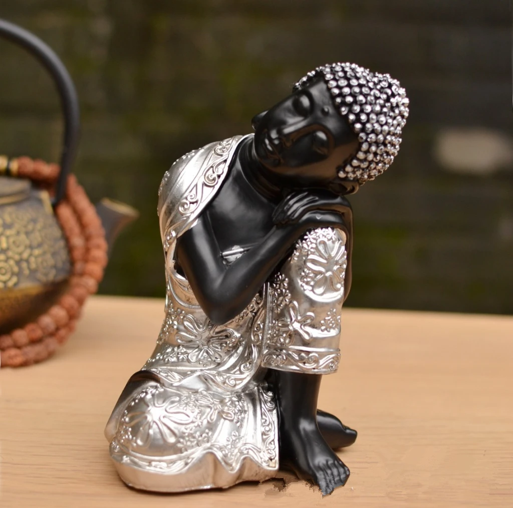 VILEAD 14 см Смола Спящая статуэтки Будды креативное символьное украшение Гостиная входной коврик Ретро резьба ремесла статуя