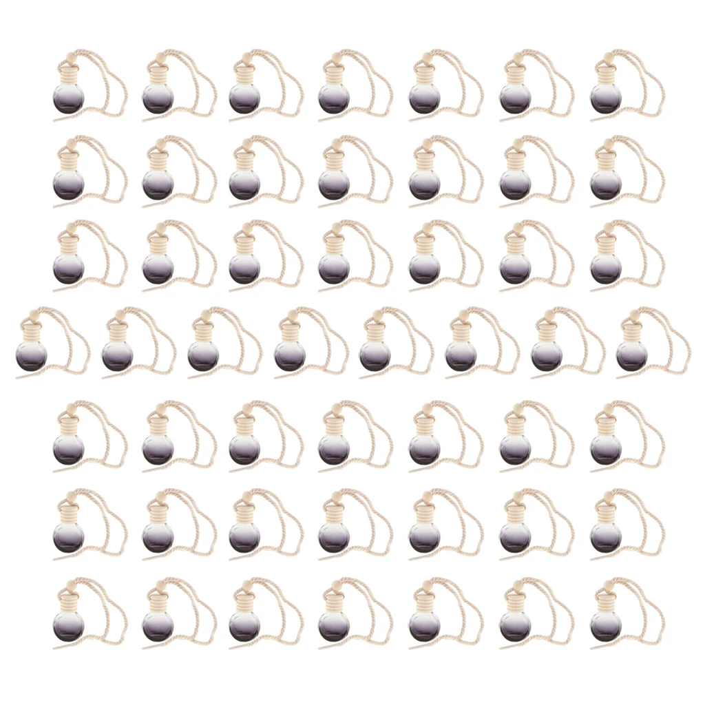 Pack of 50 Pieces 10ml Empty Perfume Bottle Pendant Car Hanging Ornament Home Decoration Round