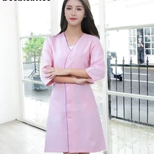 Прибытие больница клиника одежда доктора длинная медицинская Униформа с короткими рукавами одежда салон красоты v шеи белый лабораторный халат медсестры