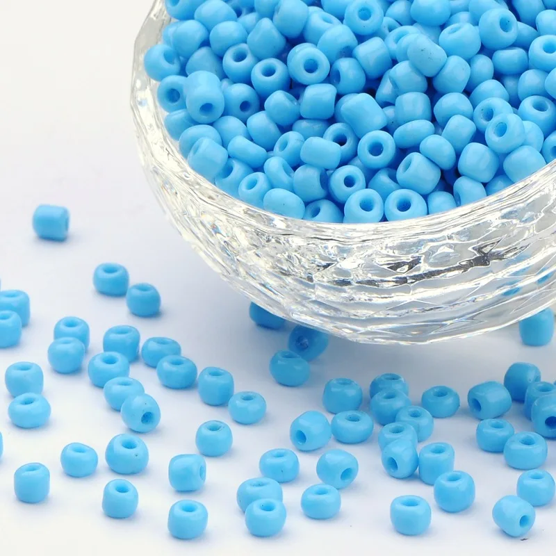 100g BLUE OPAQUE GLASS SEED BEADS 11//0 2mm 8//0 3mm 6//0 4mm