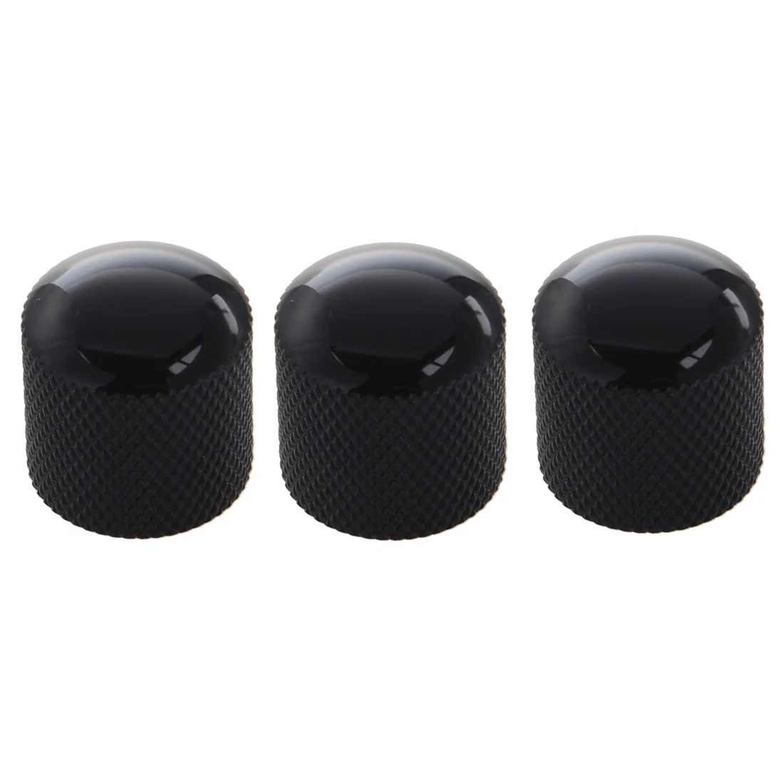 3PCS Metal Dome Knobs Knurled Barrel for Electric Guitar Parts Black