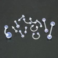 2 шт пластиковые Невидимые пирсинг ювелирные изделия кольца для носа пупка Язык Кольца бровей кольцо губы Лабрет Фиксатор Бар анти-аллергический