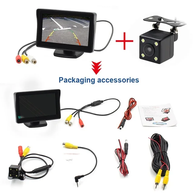 TOPSOURCE 4," Авто lcd 2 в 1 TFT Камера заднего вида парковочный цветной монитор+ светодиодный ПЗС ночного видения резервная камера с автомобильными мониторами - Цвет: 4led