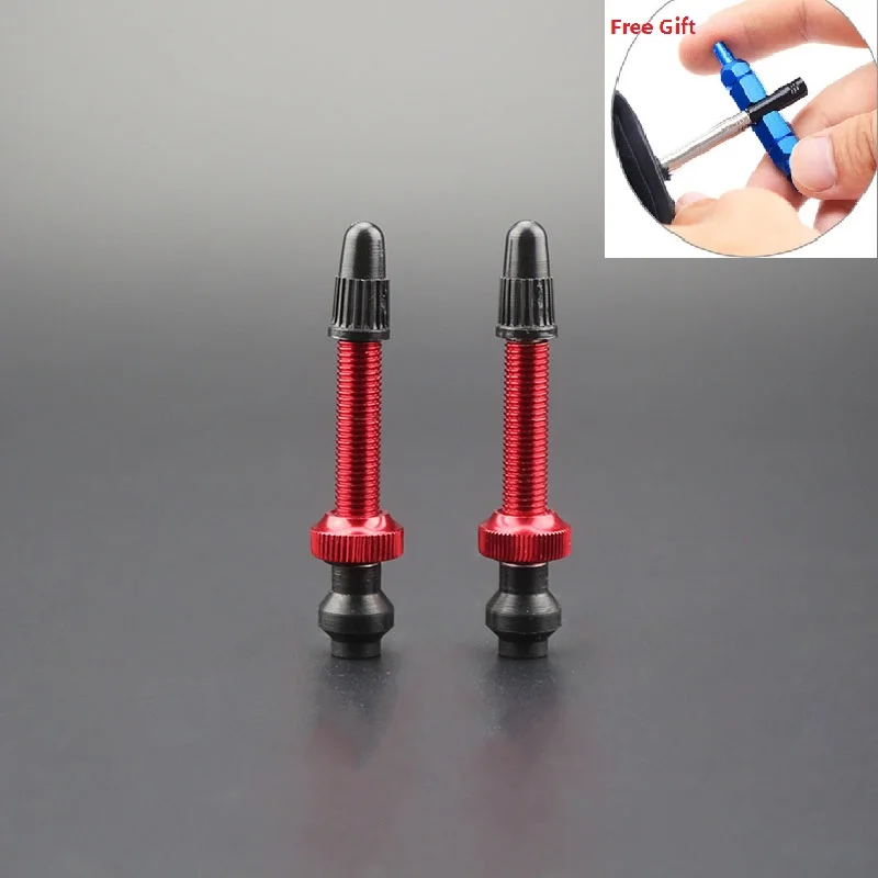 

40mm MTB Road Bike No Tubes Tubeless Presta Aluminum Valves with 3 in 1 Valve Core Tool for For Schrader /Presta Valve Extender