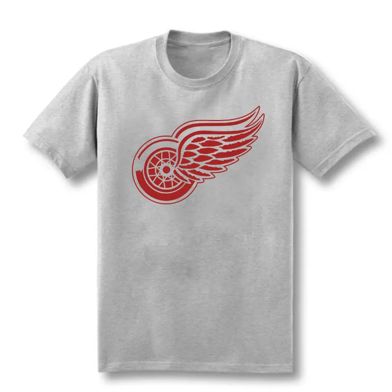 Новая Детройт Красная футболка с крылышками хлопок большой и высокий Логотип Мода Крылья короткий рукав хип хоп Мужская футболка