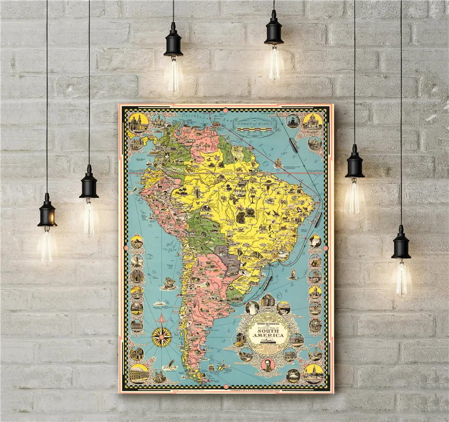 

South America Map Exquisite designs Interesting Annotations Comprehensive Details Wall Canvas Print Sticker Home Decor Poster