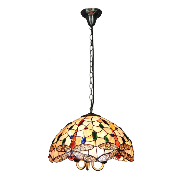Tiffany Chandelier Lighting Tiffanylampe Vintage Stained Glass Tiffany Chandelier Lighting Tiffanylampe Vintage Stained Glass Hanging Light Living Room Dragonfly Pattern Lamp Shade 16
