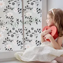 Розовые цветы стеклянная пленка матовая Непрозрачное Окно Наклейка Балкон Ванная комната Водонепроницаемая самоклеющаяся пленка для конфиденциальности домашний декор 60*500 см