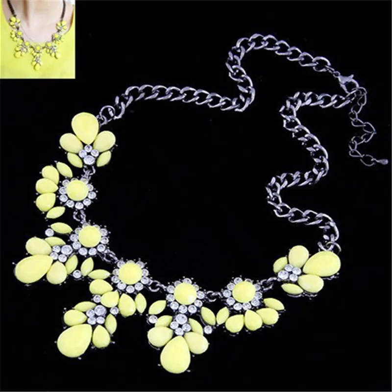 Лимонный ценный себе колье Винтаж Шарм Макси воротник Colar Модные Bijoux Кристалл