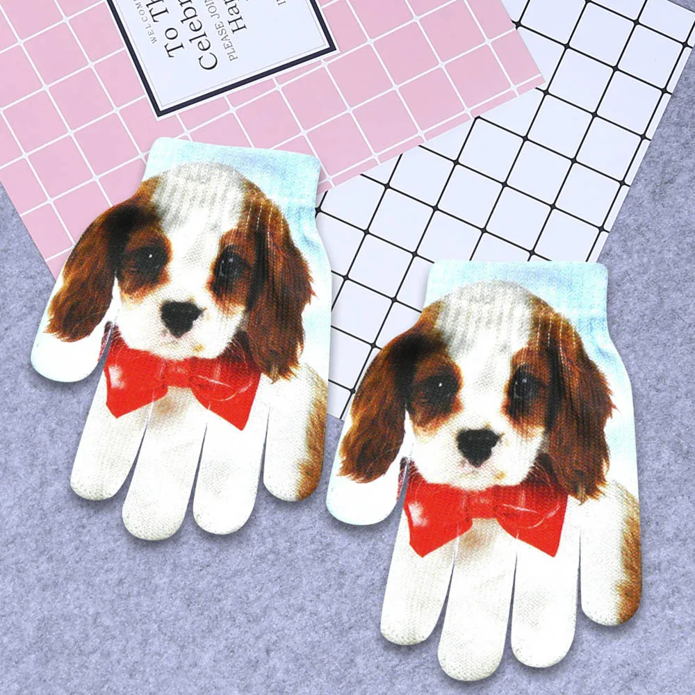 Детские теплые зимние перчатки с 3D-принтом животных, вязаные милые перчатки для домашних животных, модные зимние перчатки, водонепроницаемые, ручная работа 9. Des.19