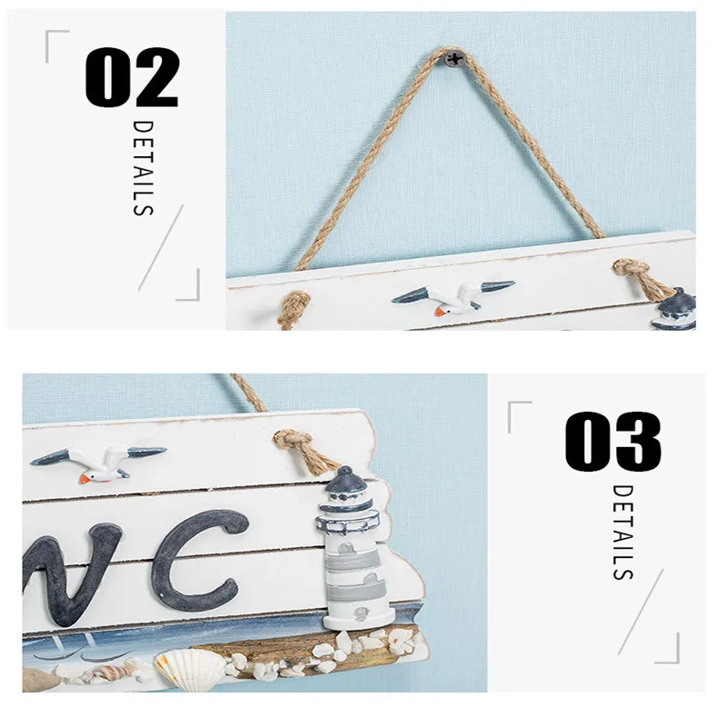 Solid wood old Mediterranean style WC listing bathroom instructions toilet house decoration creative ocean wind wall hangings