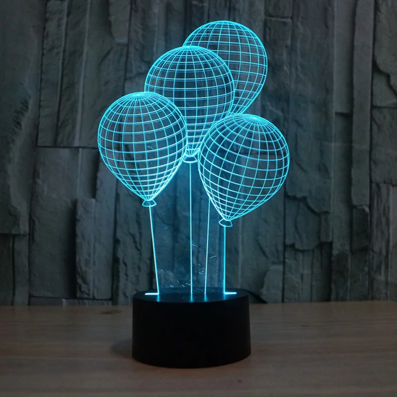 

The balloon shape LED 3D night light with touch switch acrylic 7colors auto change 3D illusion lamps for holiday deco table lamp