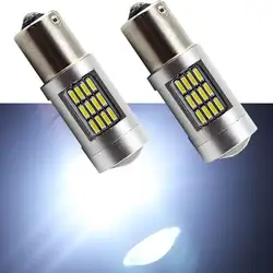 2X Ba15s 1156 1141 42SMD 4014 чип 21 W автомобилей сигнал заднего хода мигалка задний фонарь светодиодный лампы Габаритные огни (DRL)