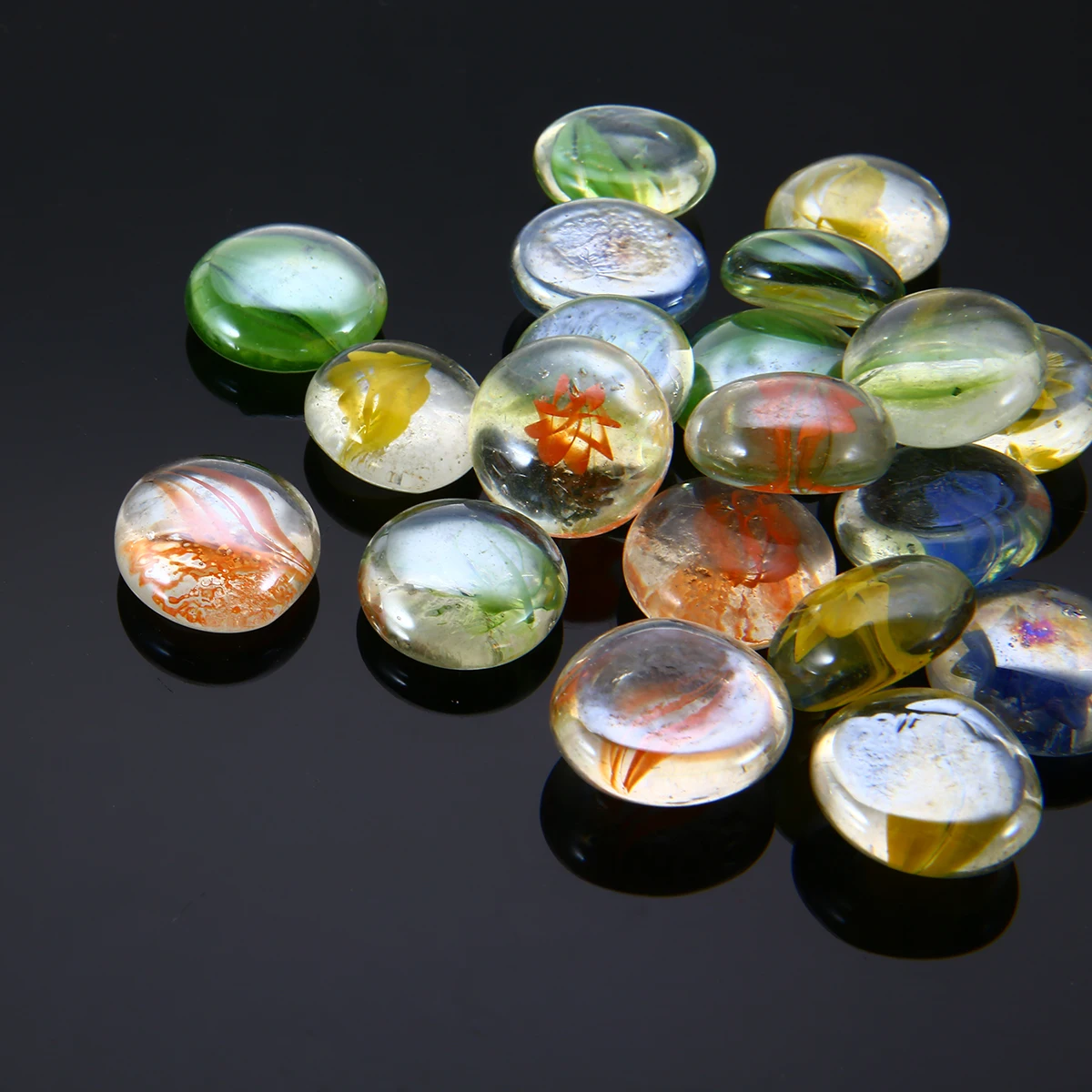 20pcs Mixed Color Glass Bead 16~19mm Gems Mosaic Tiles Beautiful Jewelry Filler for Vase Flower Pots Aquarium Home Decoration