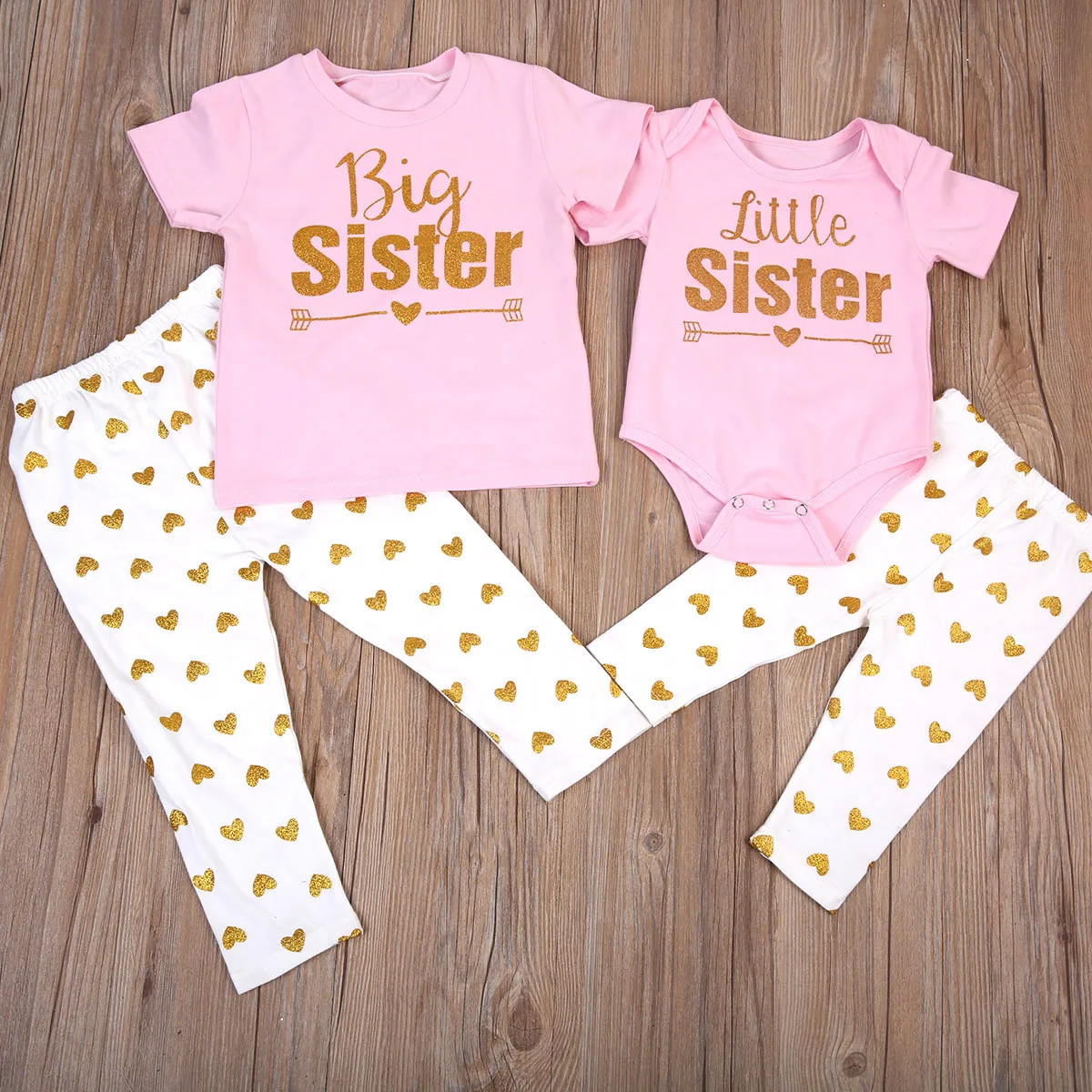 Одежда для семьи; Новинка года; Лидер продаж; комбинезон с надписью «Little Sister»+ штаны; комплекты одежды; одинаковые комплекты для крупных сестер