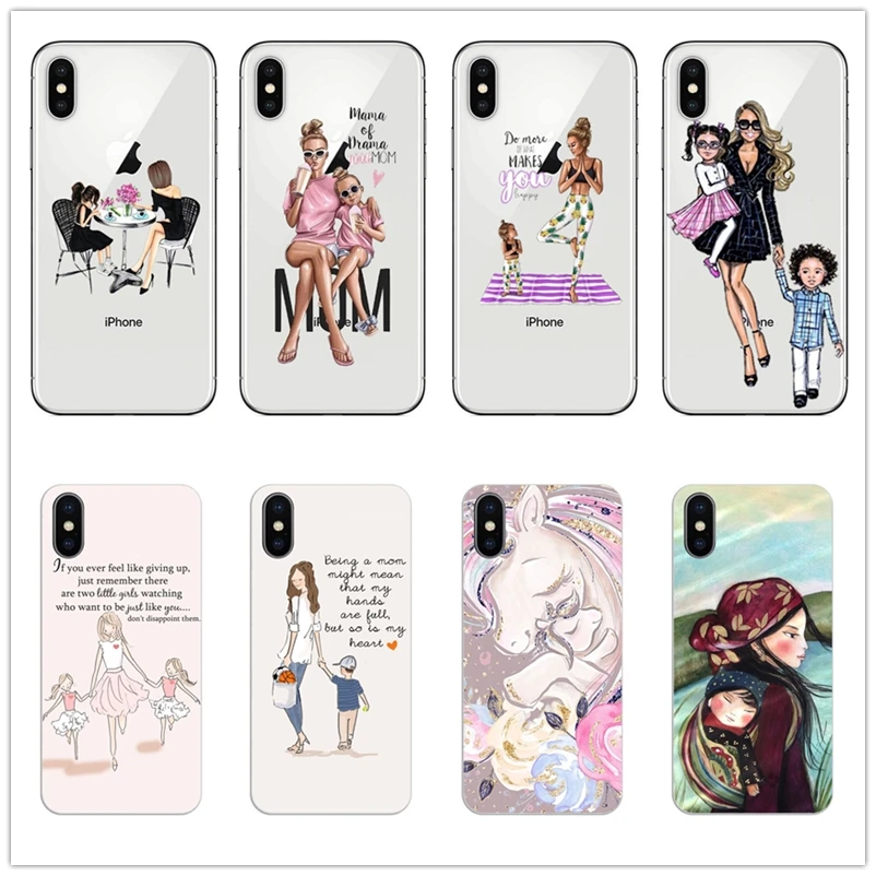 

For iPhone 6 S 6S 7 8 X XR XS Max Case Silicone Black Girl Baby Women Mom Soft Cover For Apple iPhone 8 7 6S 6 S Plus Phone Case