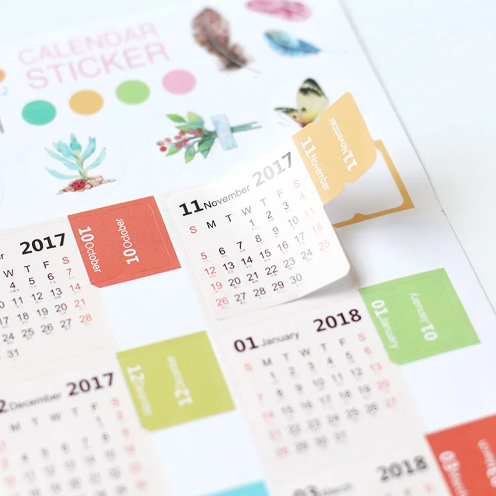 Мультфильм новый 2018 год календарь даты Бумага Стикеры украшения DIY планировщик