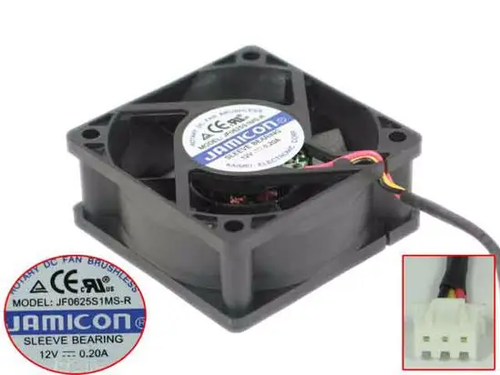 Emacro для Jamicon JF0625S1MS-R DC 12 V 0.20A 60x60x25 мм 3-Провода Сервер площадь Вентилятор