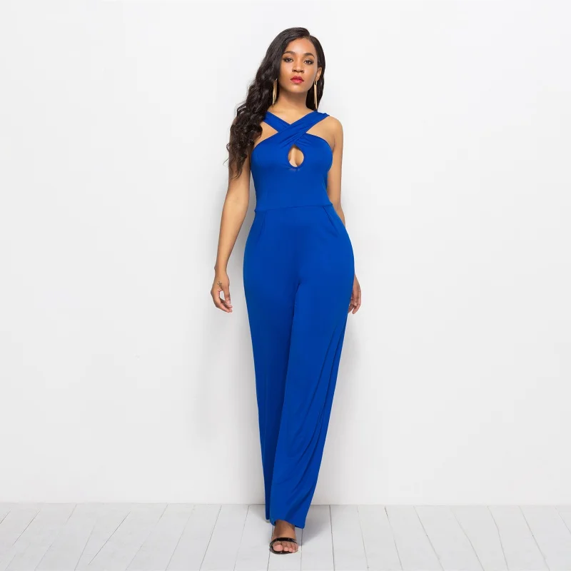 Sexy Elegant Jumpsuit romper Bodycon Crossing Bandage Playsuit Women's