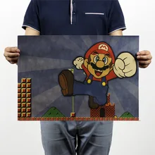 Super Mario juegos clásicos papel Kraft clásico película Poster Hogar Escuela Decoración de pared Oficina arte Retro carteles y impresiones